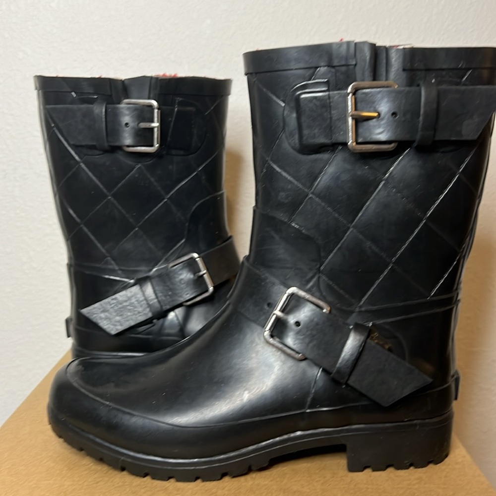 Sperry Top-Sider Black Falcon Lined Mid-Calf Waterproof Rain Boots